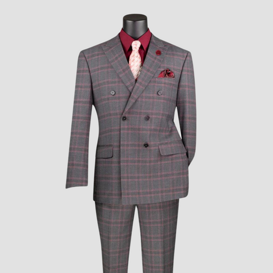 Charcoal Plaid Double-Breasted Suit